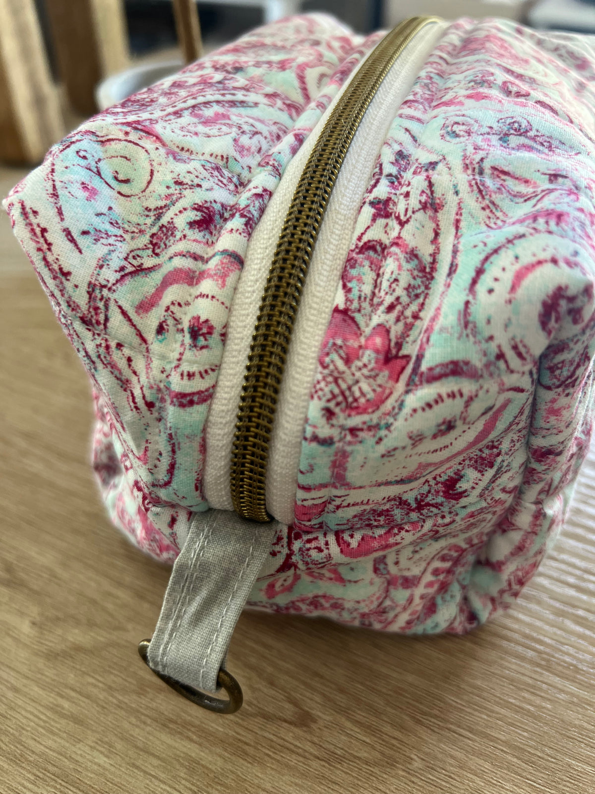 Pink Paisley Charm Quilted Boxy Pouch