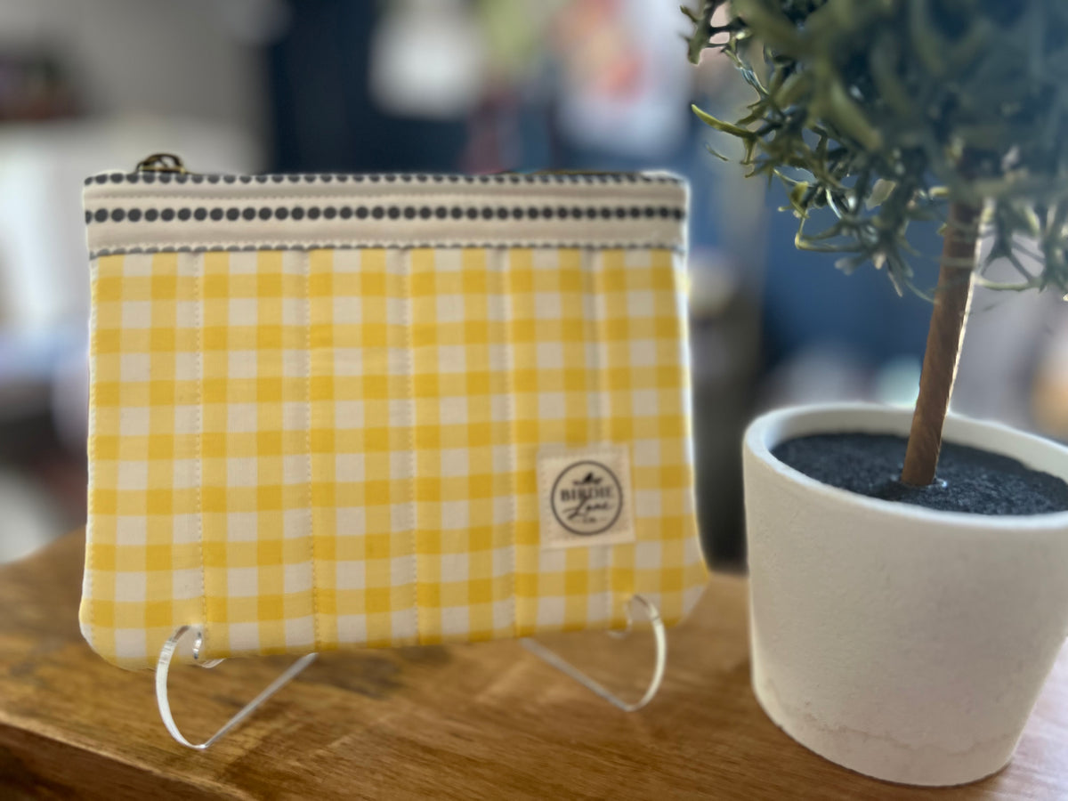 Sunshine Gingham Small Quilted Zipper Pouch