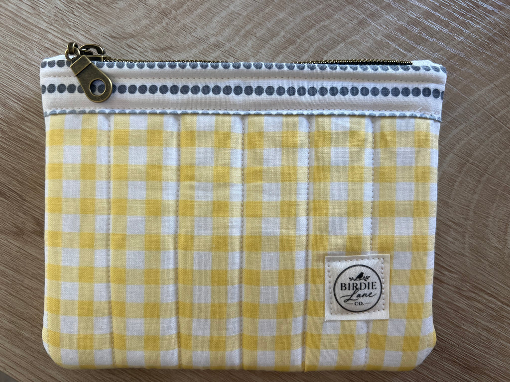 Sunshine Gingham Small Quilted Zipper Pouch