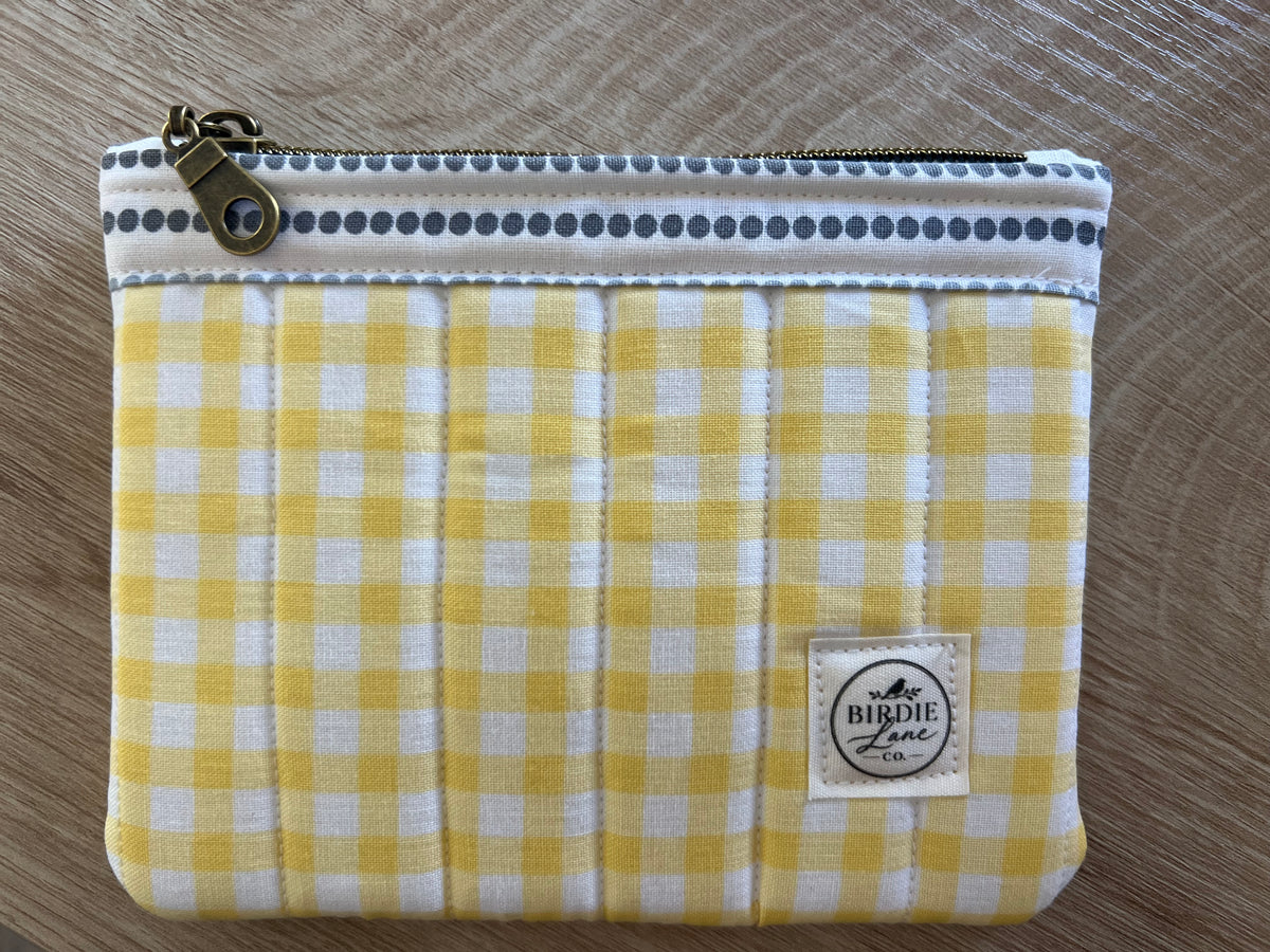 Sunshine Gingham Small Quilted Zipper Pouch