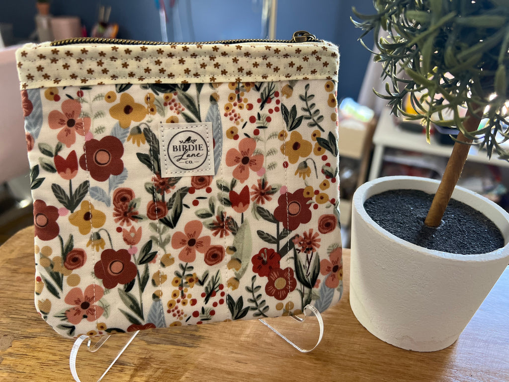 Autumn Wildflowers Small Quilted Zipper Pouch