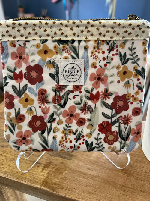Autumn Wildflowers Small Quilted Zipper Pouch