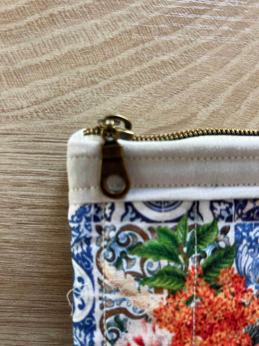Mediterranean Garden Small Quilted Zipper Pouch