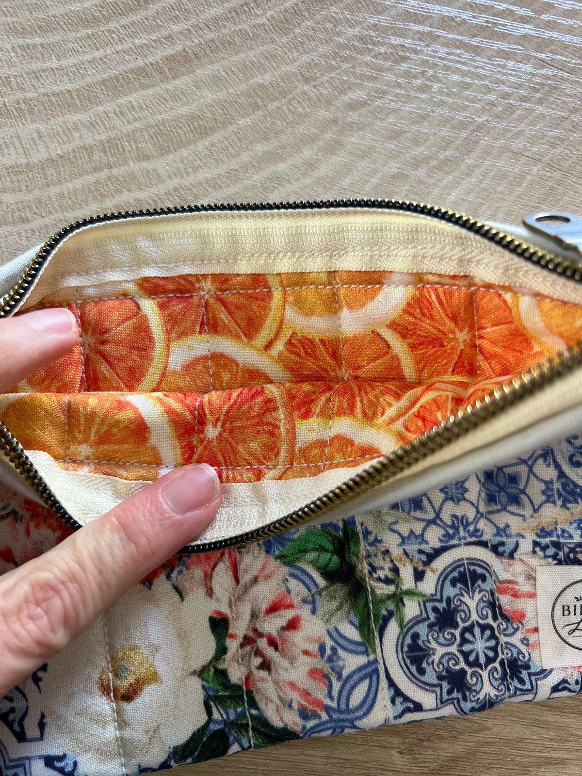 Mediterranean Garden Small Quilted Zipper Pouch