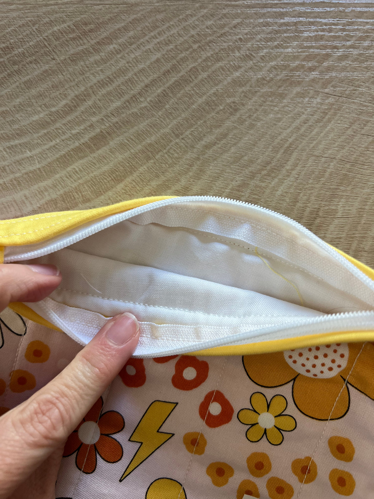 Groovy Blooms Small Quilted Zipper Pouch