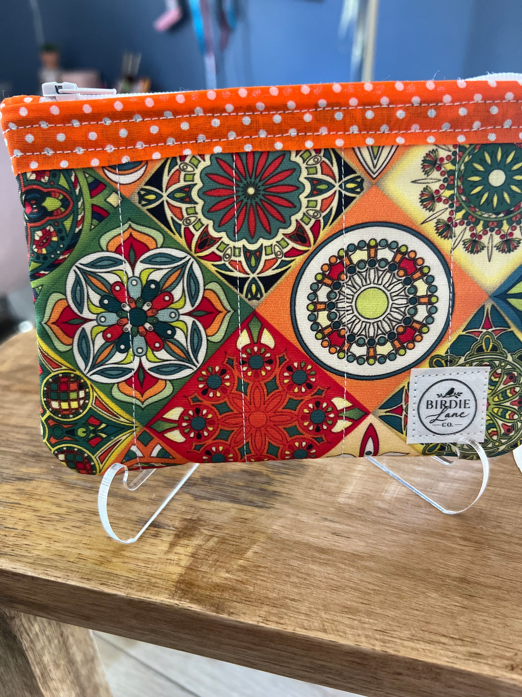 Boho Kaleidoscope Small Quilted Zipper Pouch