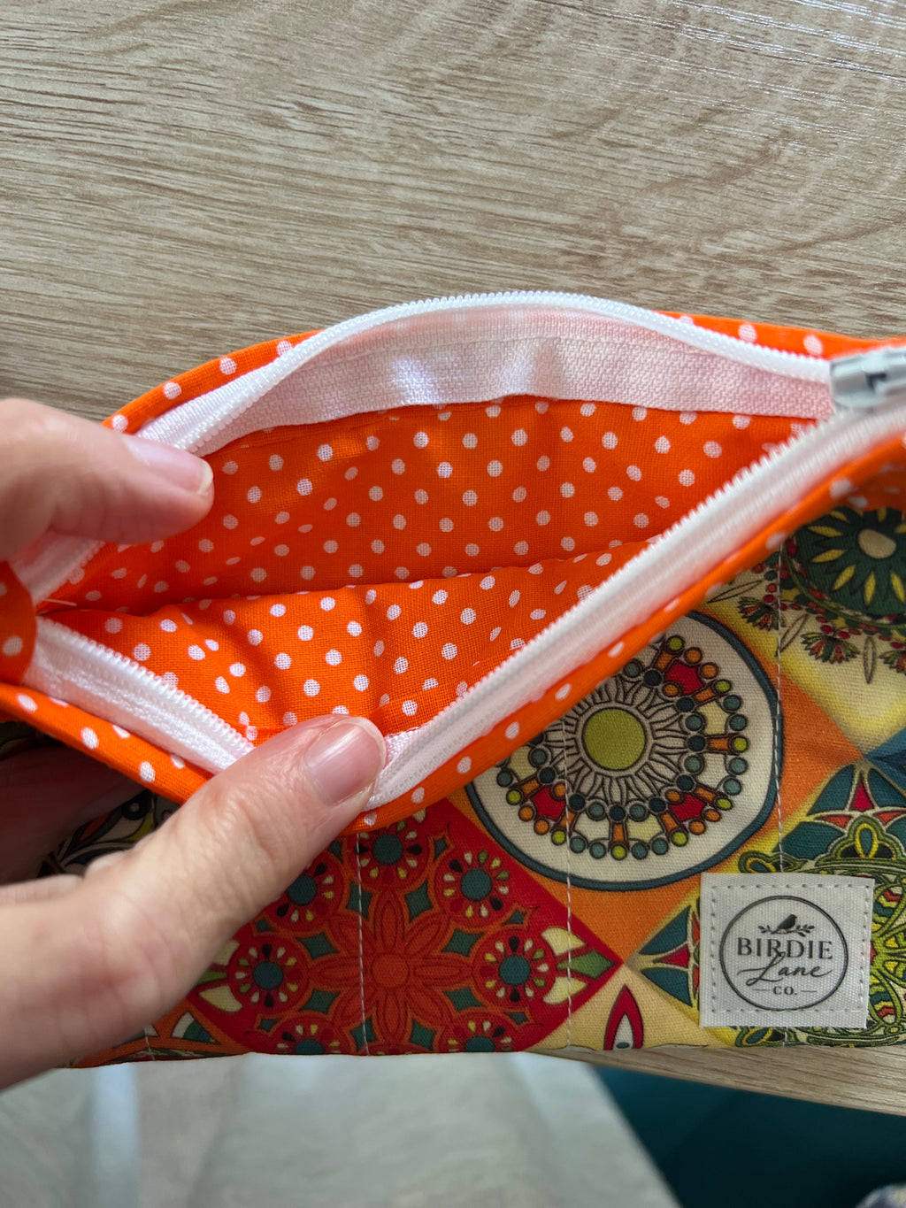 Boho Kaleidoscope Small Quilted Zipper Pouch