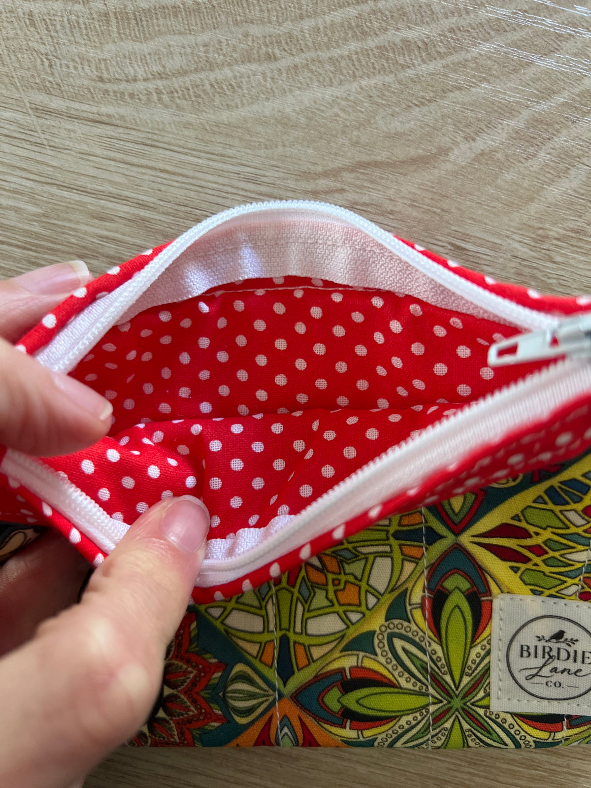 Boho Kaleidoscope - Ruby Small Quilted Zipper Pouch