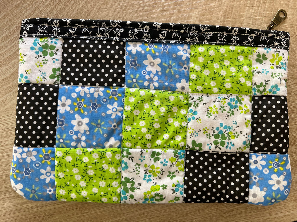 Bluebell & Lime Patchwork Zipper Pouch