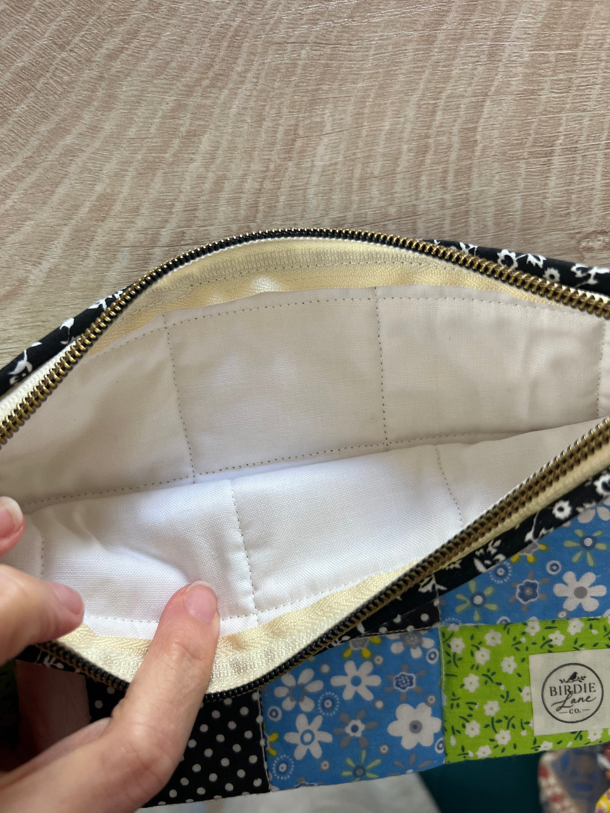 Bluebell & Lime Patchwork Zipper Pouch