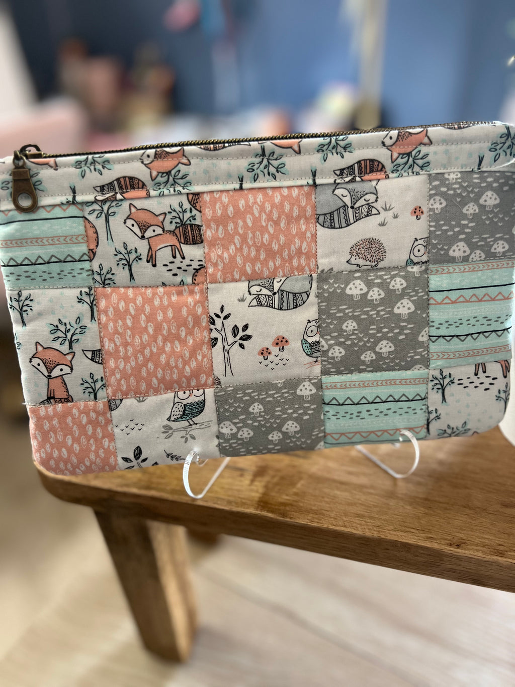 Woodland Whimsy Patchwork Zipper Pouch