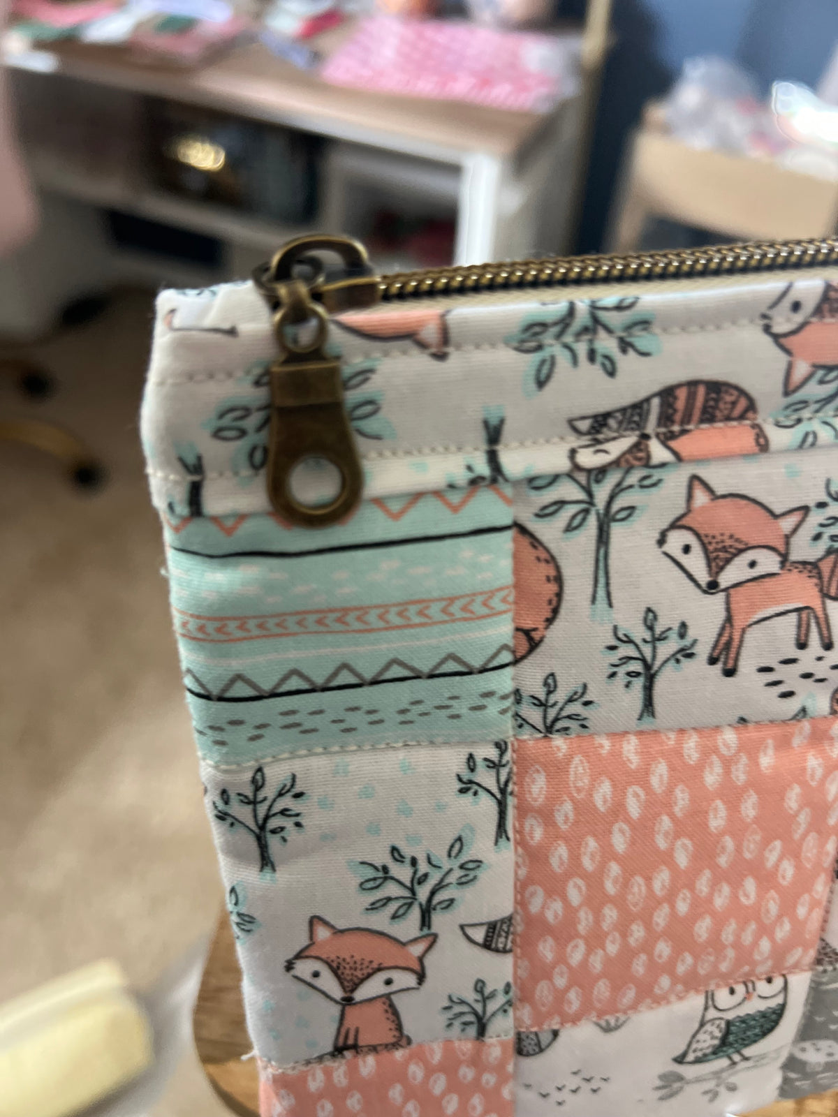 Woodland Whimsy Patchwork Zipper Pouch