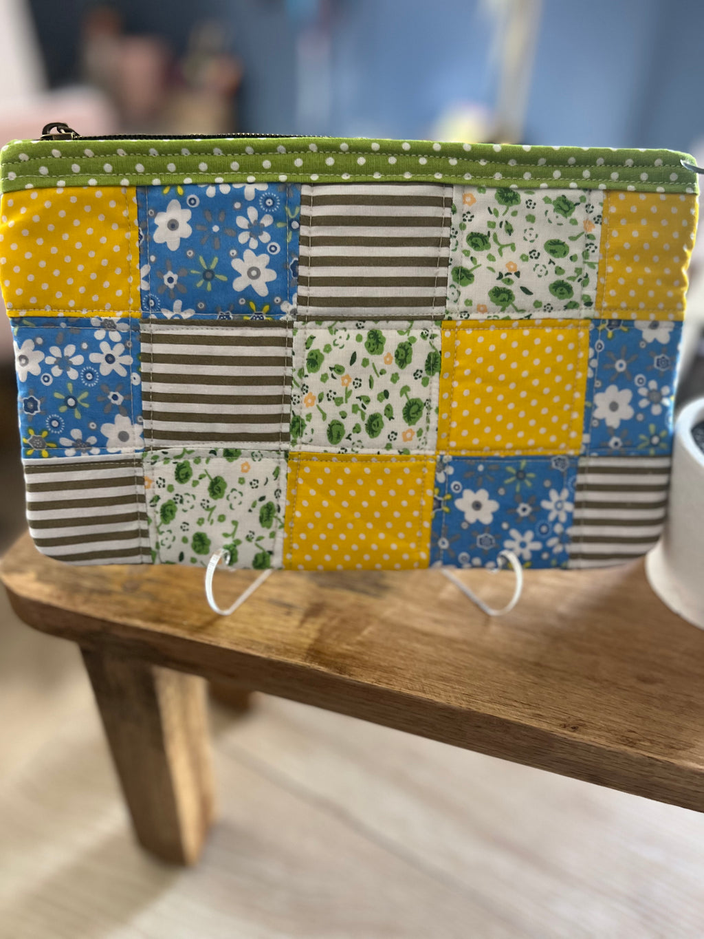 Sunshine & Bluebells Patchwork Zipper Pouch