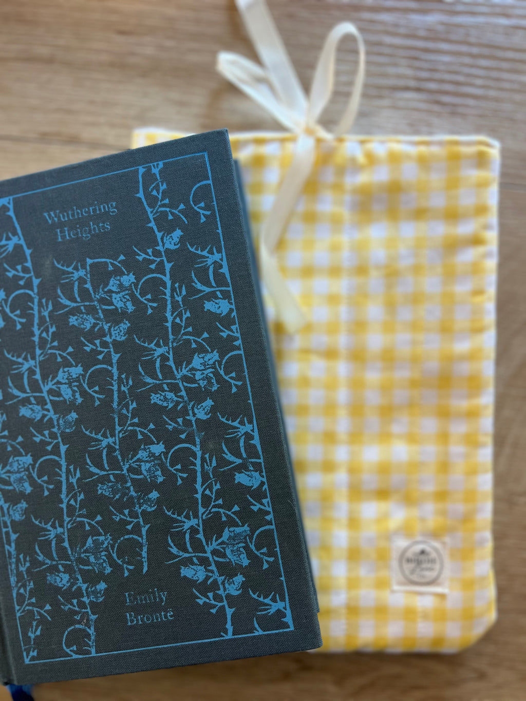 Sunshine Yellow Gingham Quilted Book Sleeve