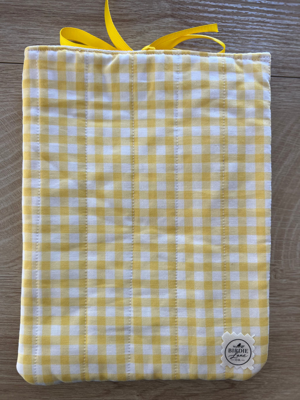 Golden Sunshine Gingham | Yellow Quilted Book Sleeve