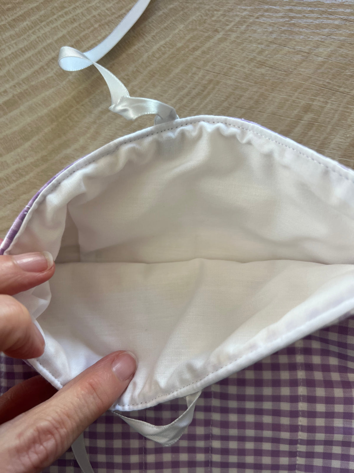 Lavender Gingham Quilted Book Sleeve