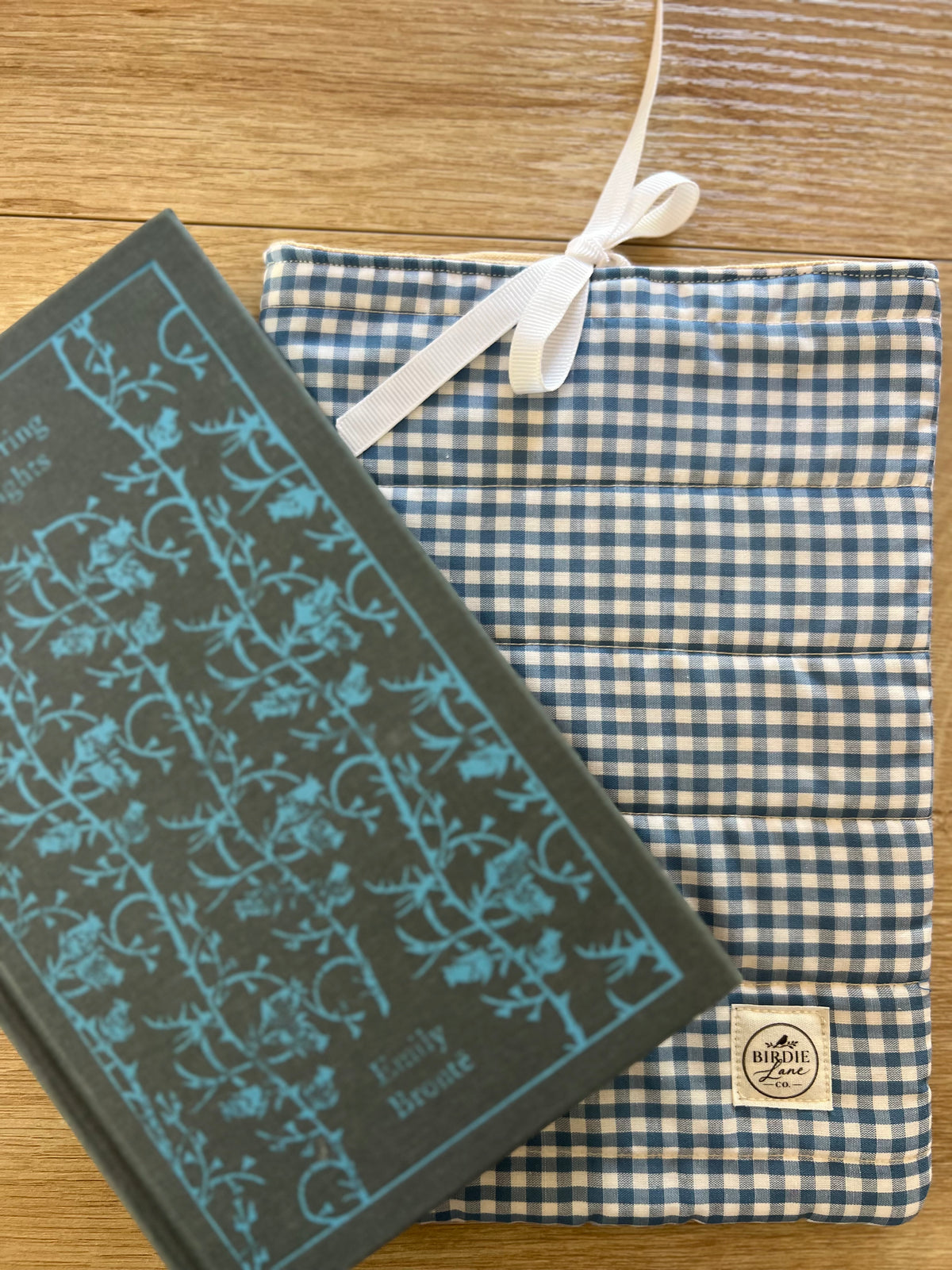 Blueberry Gingham Quilted Book Sleeve