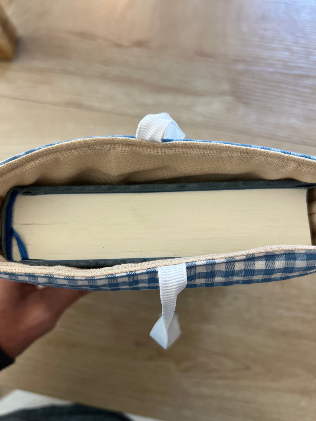 Blueberry Gingham Quilted Book Sleeve