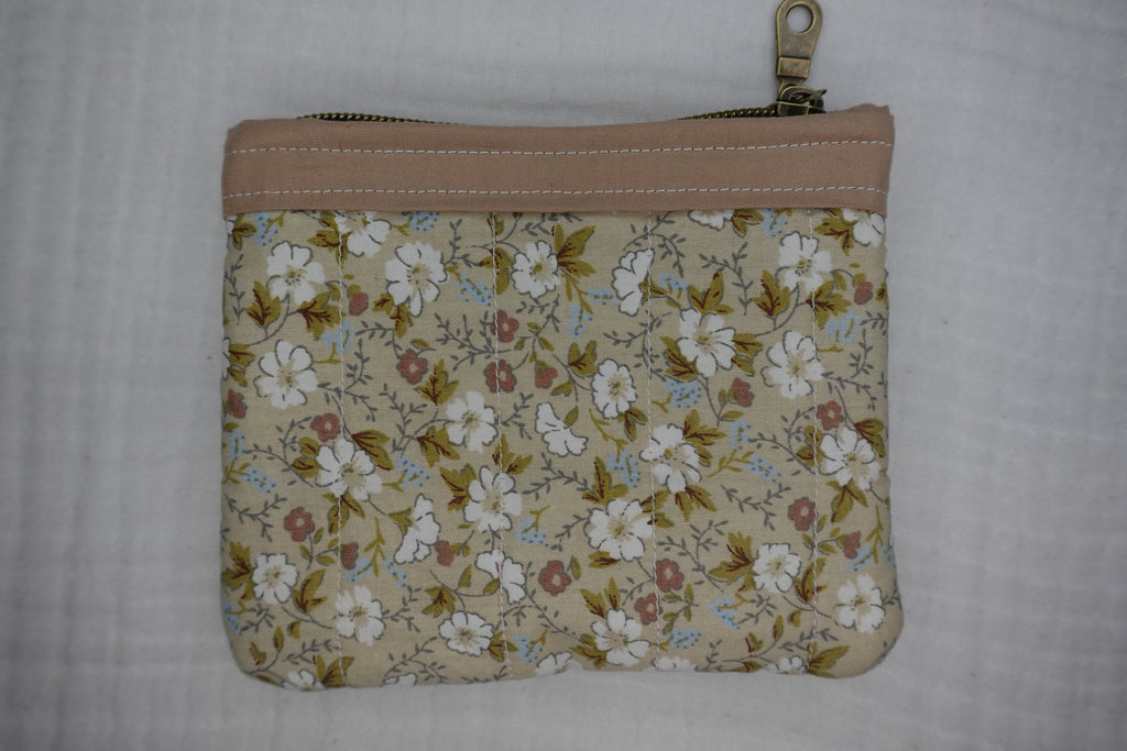 Small Soft Floral Quilted Zipper Pouch