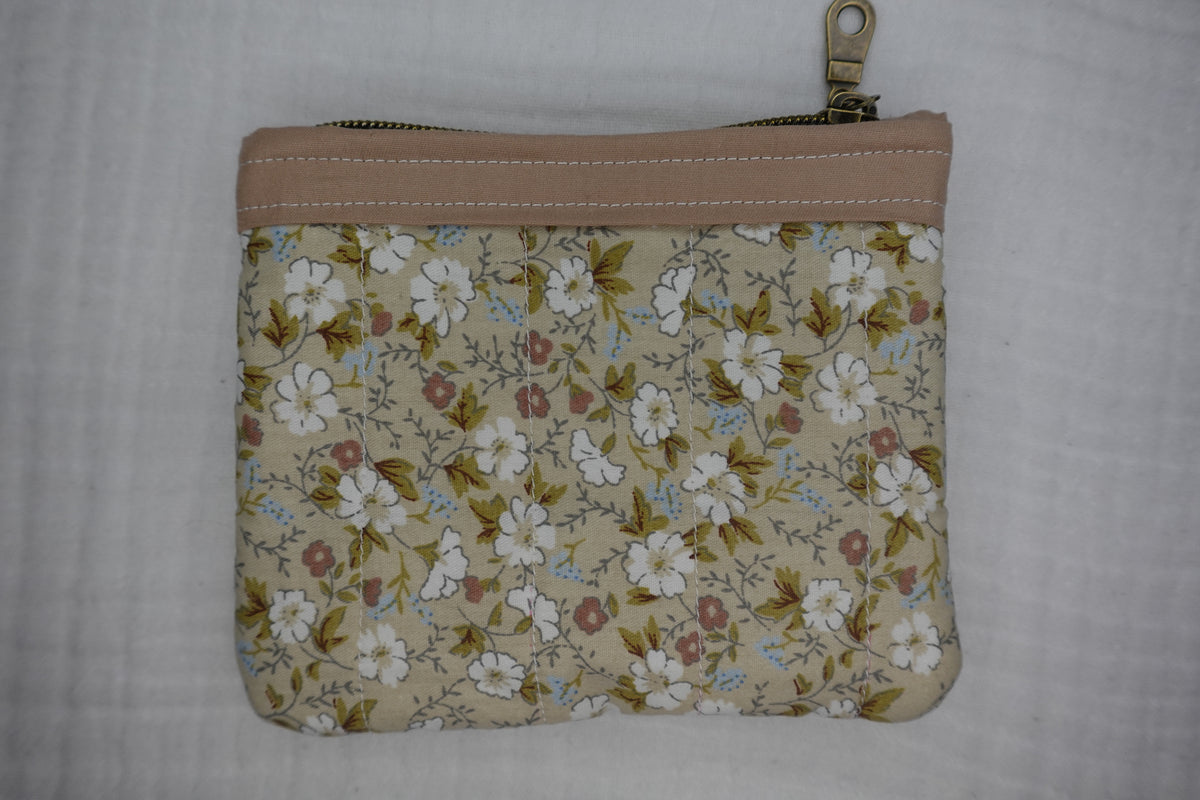 Small Soft Floral Quilted Zipper Pouch