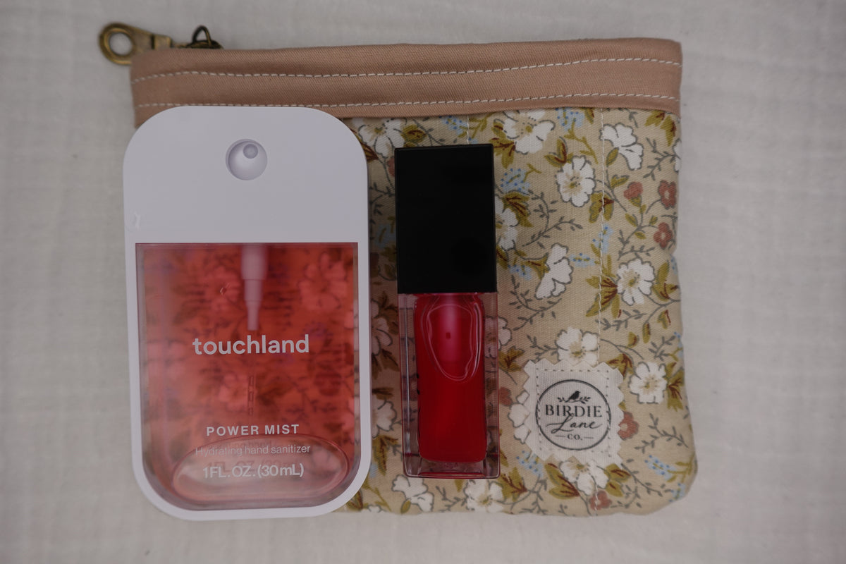 Small Soft Floral Quilted Zipper Pouch