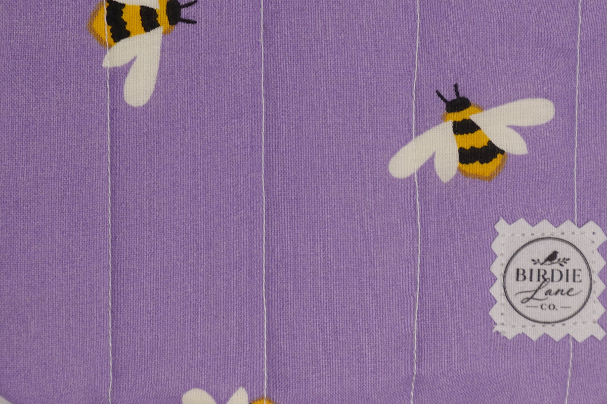 Lavender Bee Small Quilted Zipper Pouch