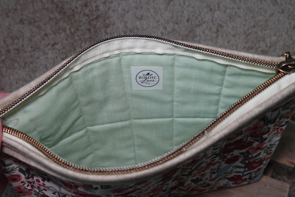 Secret Garden Quilted Large Zipper Pouch