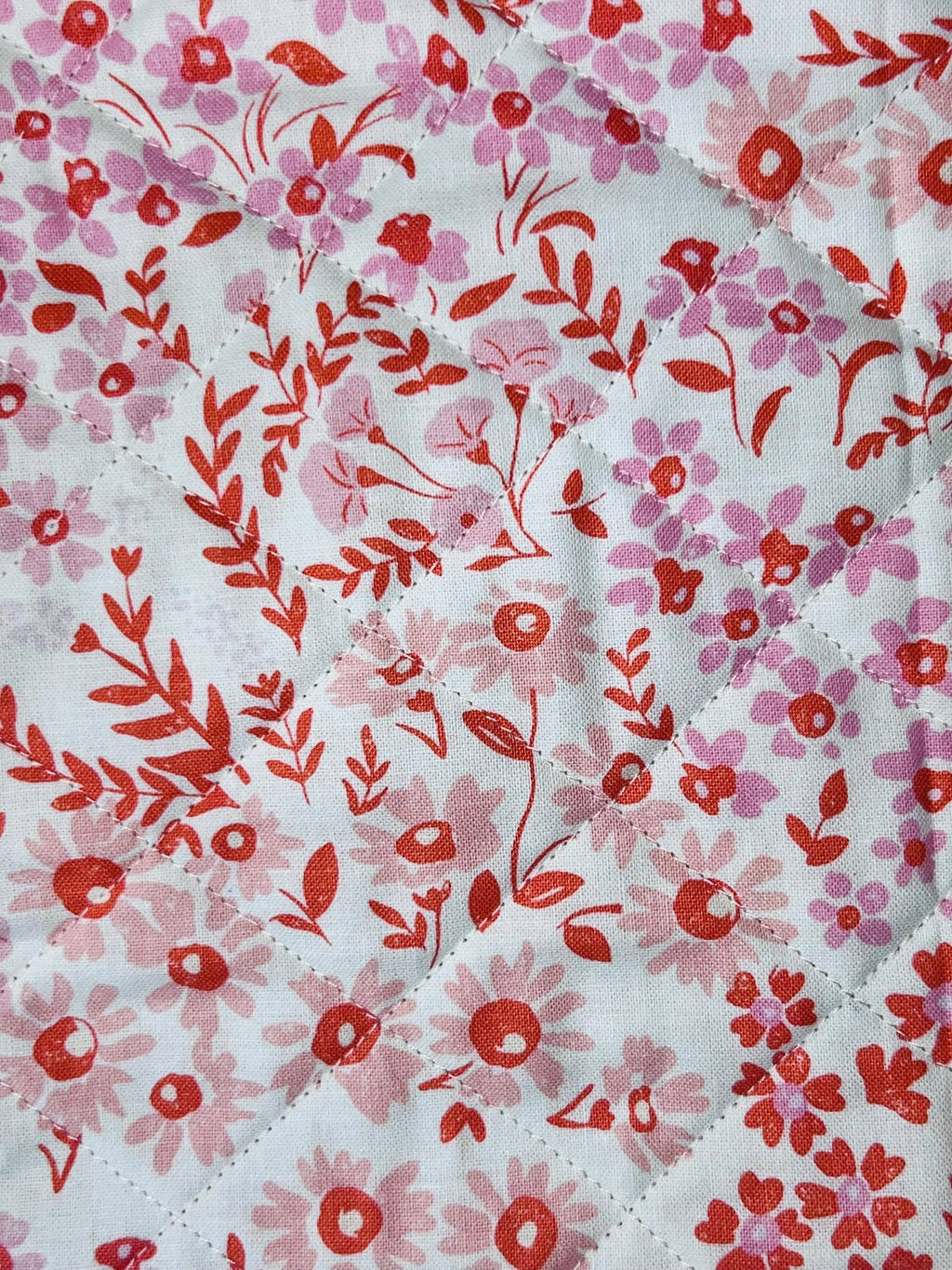 Blushing Blooms Large Quilted Floral Zipper Pouch