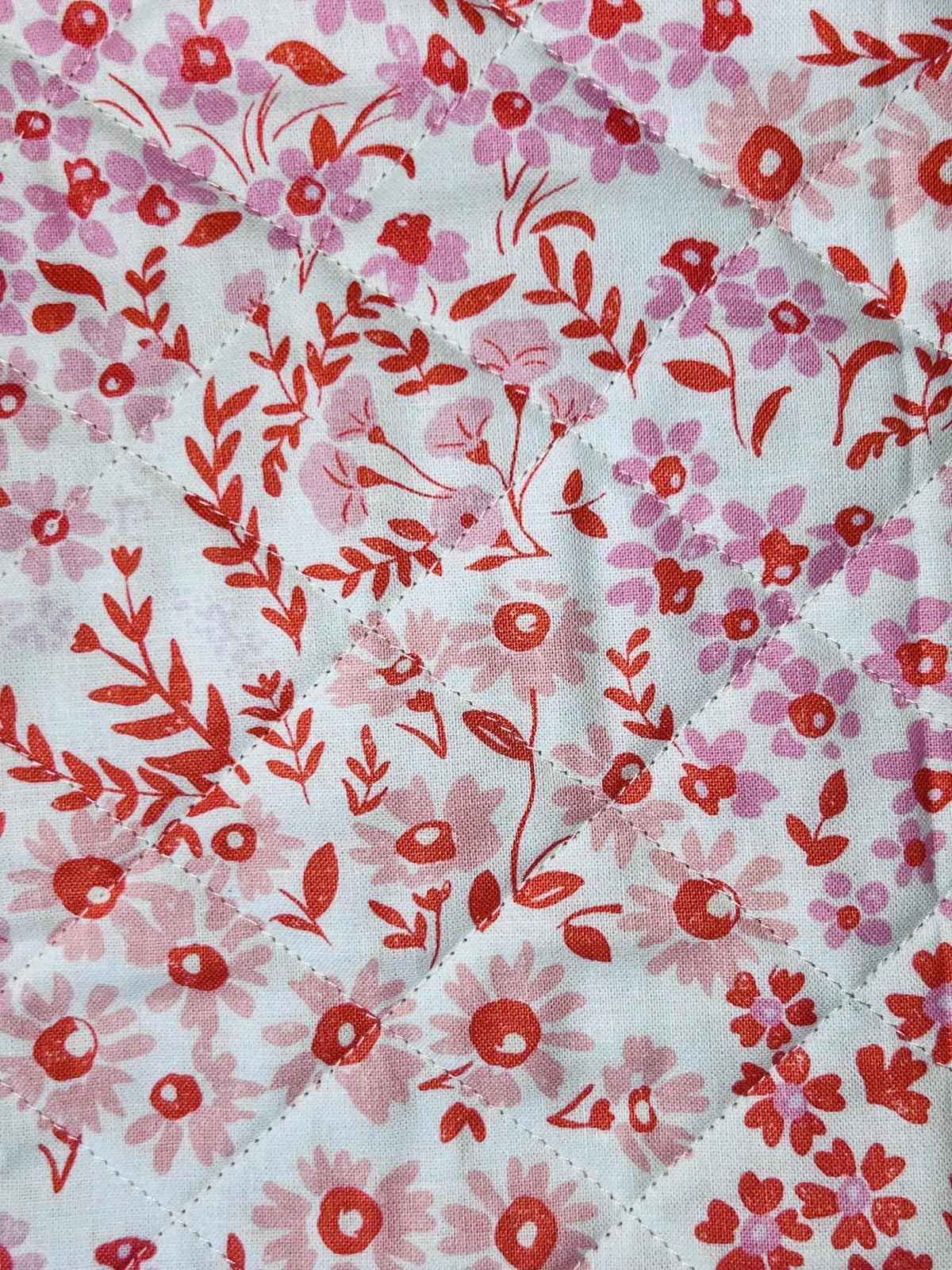 Blushing Blooms Large Quilted Floral Zipper Pouch