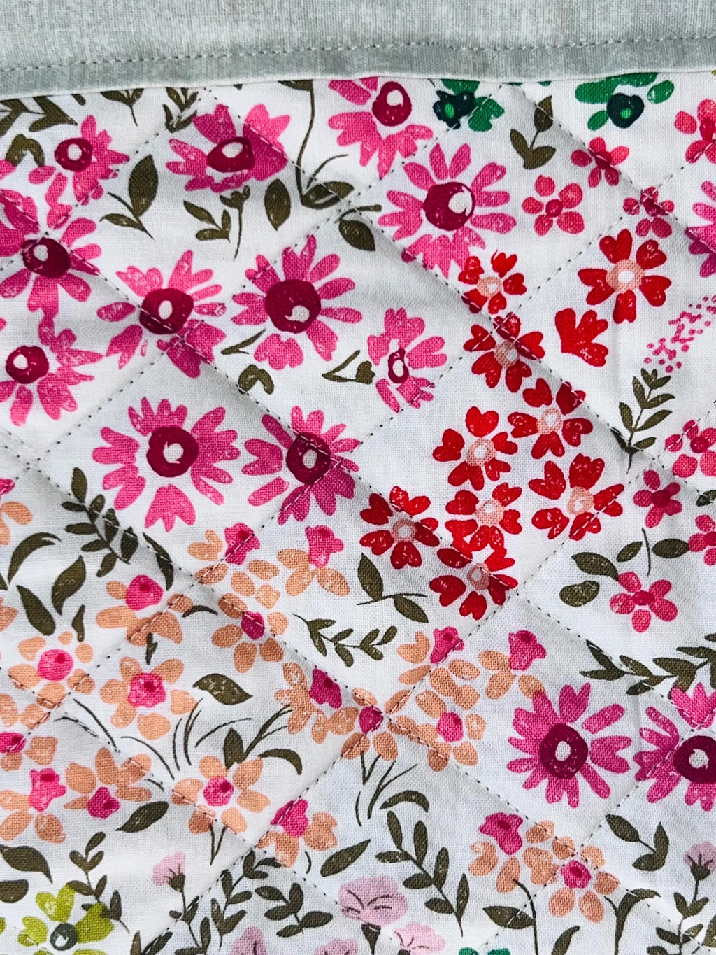 Cottage Blossom Large Quilted Zipper Pouch