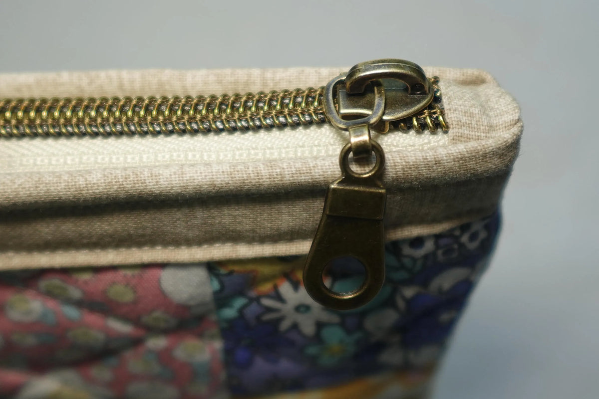 Bluebell Patchwork Medium Quilted Zipper Pouch