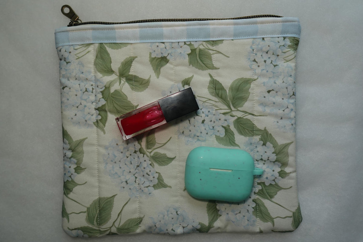 Hydrangea Haven Quilted Large Zipper Pouch