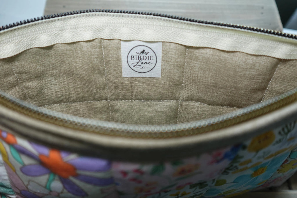 Buttercup Patchwork Floral Medium Quilted Zipper Pouch
