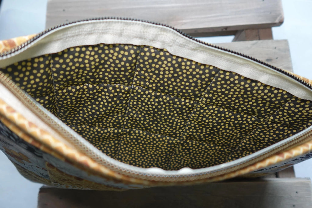 Golden Hive Handmade Large Quilted Zipper Pouch