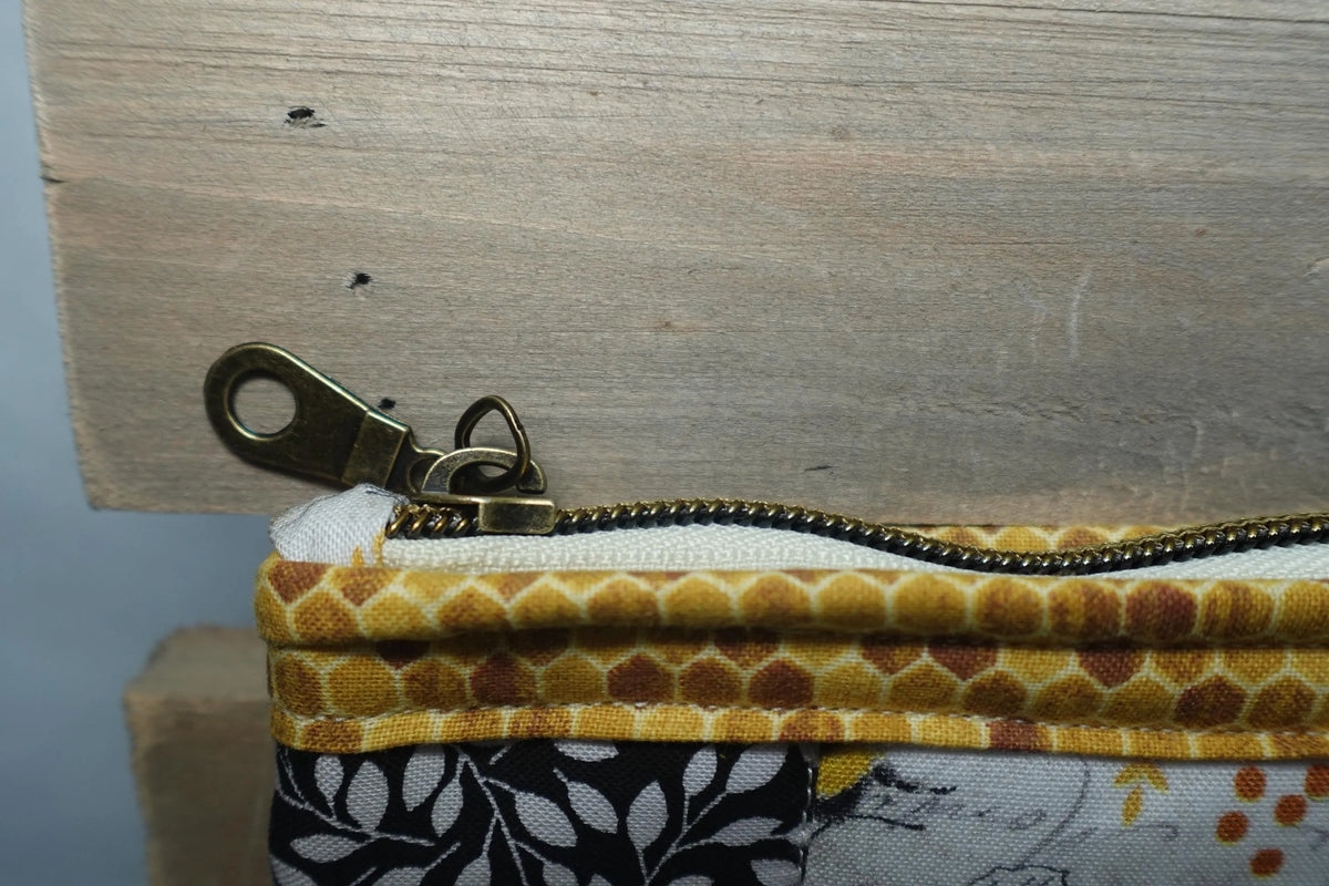 Golden Hive Handmade Large Quilted Zipper Pouch