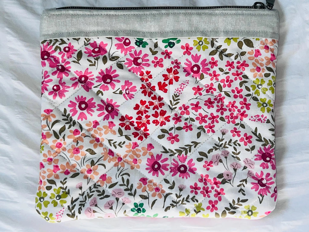Cottage Blossom Large Quilted Zipper Pouch