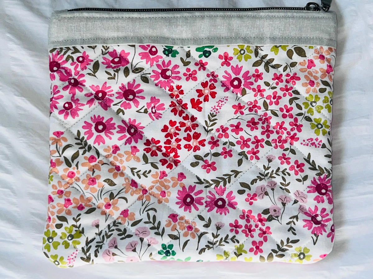 Cottage Blossom Large Quilted Zipper Pouch