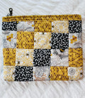 Golden Hive Handmade Large Quilted Zipper Pouch