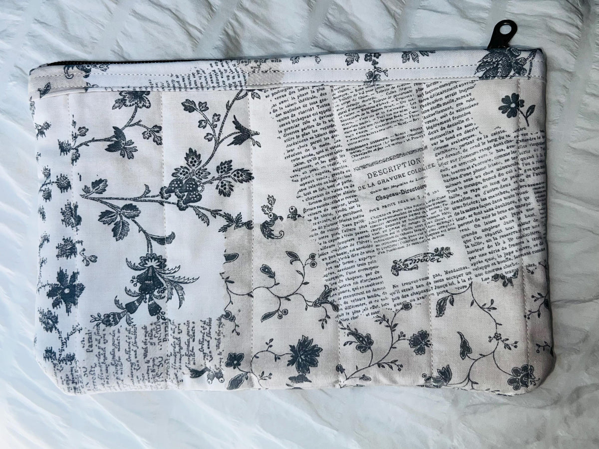 Whispered Pages Handmade Medium Quilted Zipper Pouch