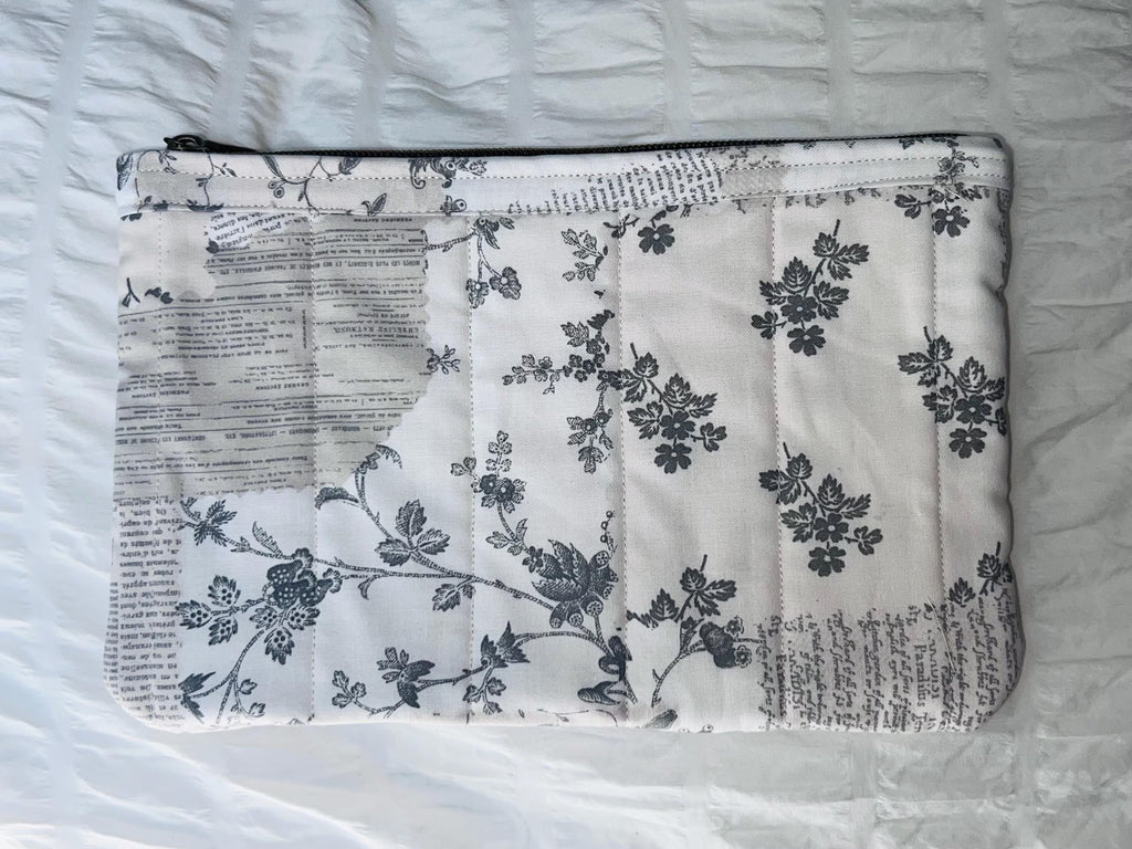 Whispered Pages Handmade Medium Quilted Zipper Pouch