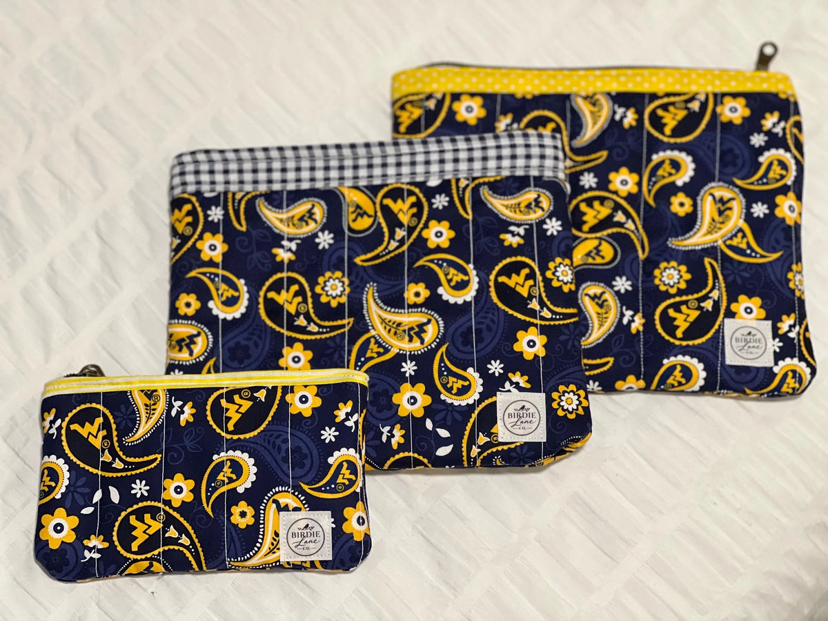 Made-to-Order WVU Quilted Zipper Pouch