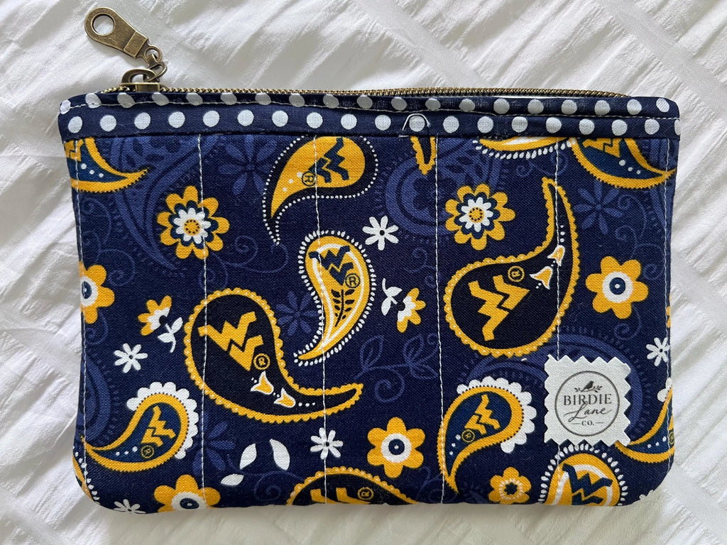 Made-to-Order WVU Quilted Zipper Pouch