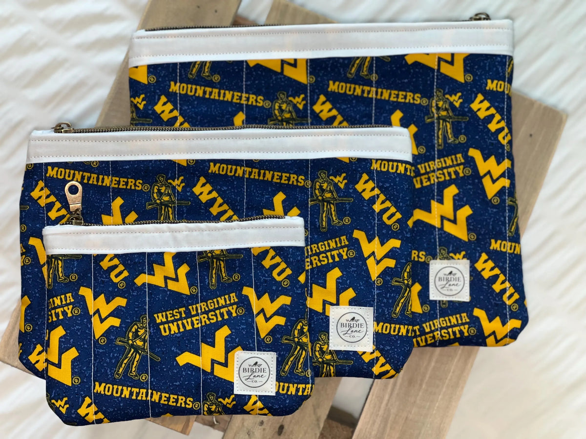 Made-to-Order WVU Quilted Zipper Pouch