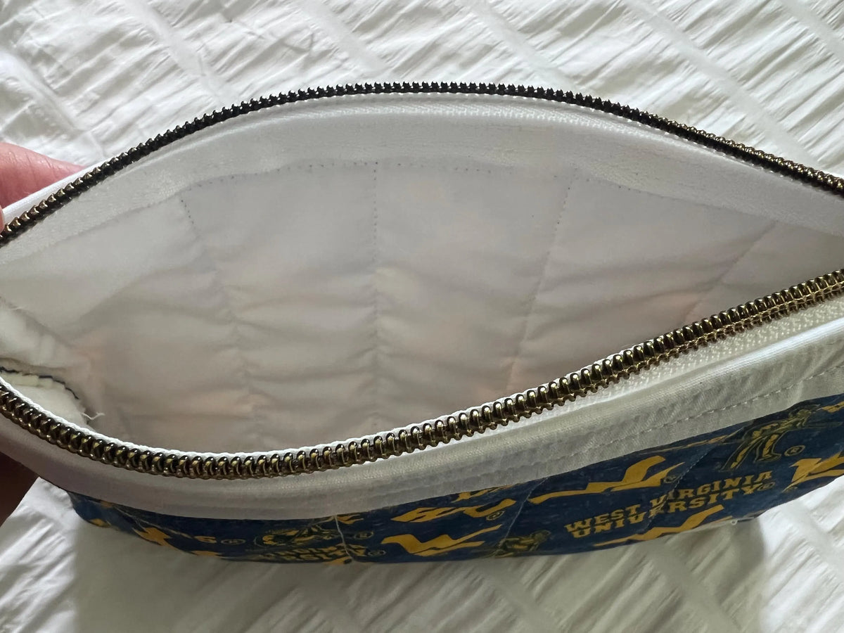 Made-to-Order WVU Quilted Zipper Pouch